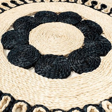 Handwoven Round Monochrome Jute Mat