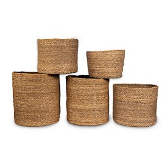 Tall Cylindrical Seagrass Planter Bas