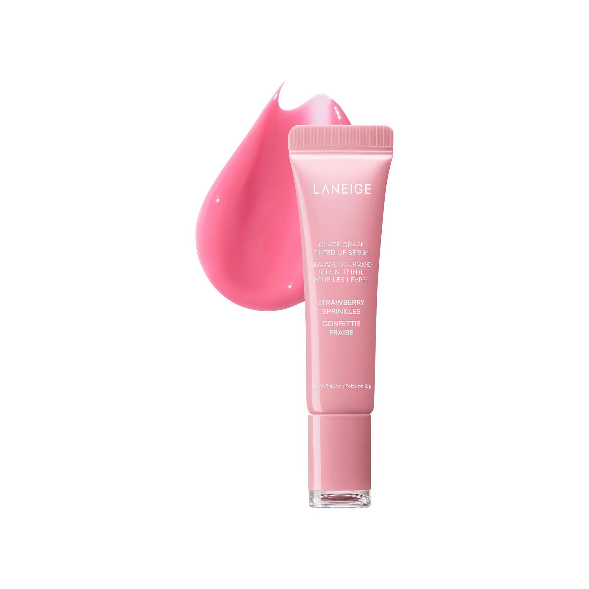 LANEIGE Glaze Craze Tinted Polypeptide Lip Serum, Size: 0.4 FL Oz, Strawber