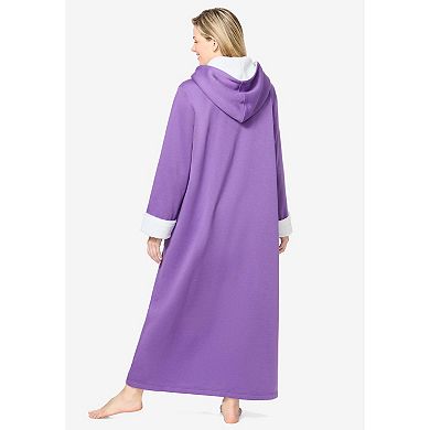 Dreams & Co. Plus Size Sherpa-Lined Long Hooded Robe