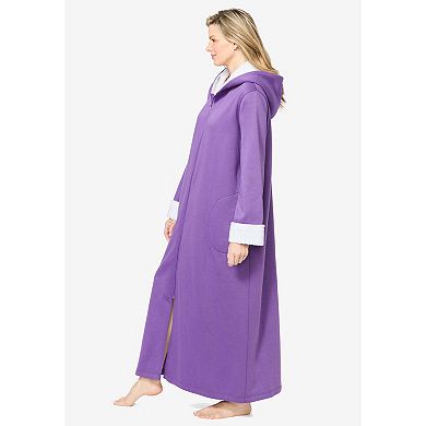 Dreams & Co. Plus Size Cozy Fleece-Lined Long Hooded Robe