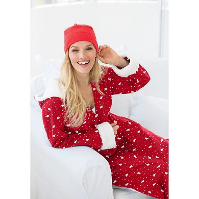 Dreams & Co. Plus Size Cozy Fleece-Lined Long Hooded Robe