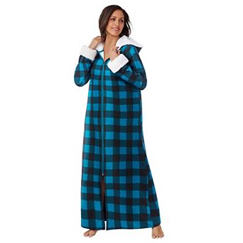 Dreams & Co. Plus Size Cozy Fleece-Lined Long Hooded Robe