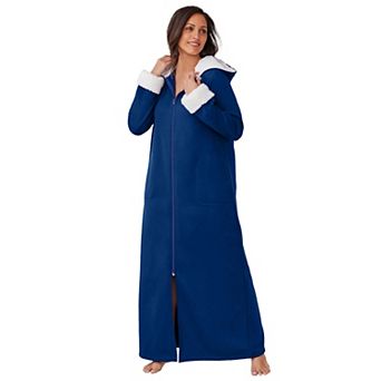 Dreams & Co. Plus Size Sherpa-Lined Long Hooded Robe