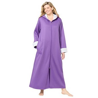 Dreams & Co. Plus Size Sherpa-Lined Long Hooded Robe