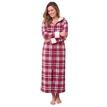Dreams & Co. Plus Size Cozy Fleece-Lined Long Hooded Robe