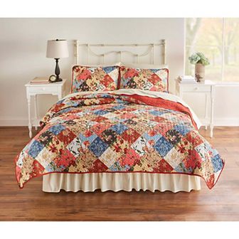 BrylaneHome 3 pc BH Studio Printed Patchwork Quilt Set