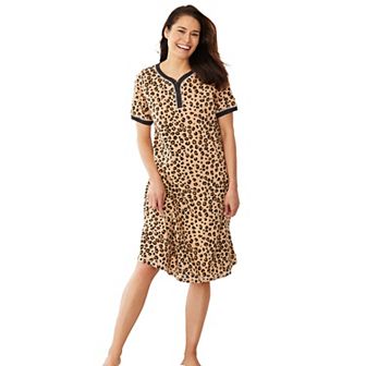 Dreams & Co. Plus Size Short Henley Sleepshirt