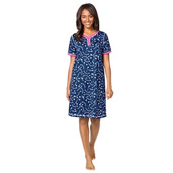 Dreams & Co. Plus Size Short Henley Sleepshirt
