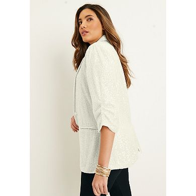 June & Vie Women's Plus Size Sequin Blazer