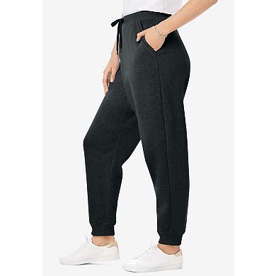 Woman Within Plus Size Tall Better-Fleece Pull-On Jogger Sweatpants