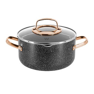 Korkmaz Galaksi 7 Piece Non Stick Aluminum Cookware Set in Black and Rose Gold