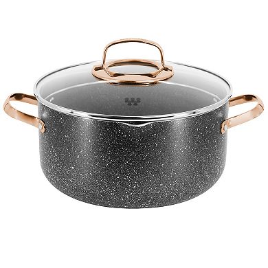 Korkmaz Galaksi 7 Piece Non Stick Aluminum Cookware Set in Black and Rose Gold