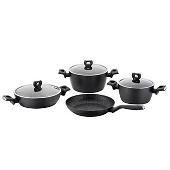 Korkmaz Nora 7 pc Aluminum Nonstick Cookware Set in Black