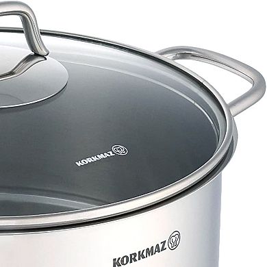Korkmaz Perla 2 Piece 6.8 Liter Stainless Steel Casserole with Lid in Silver