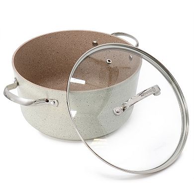 Korkmaz Granita 5 Liter Aluminum Nonstick Casserole with Lid in Tan
