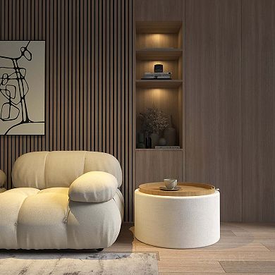 Ozarke Allure Coffee Table - Removable Top with Storage for Living Room, Cream White Finish