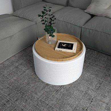 Ozarke Allure Coffee Table - Removable Top with Storage for Living Room, Cream White Finish