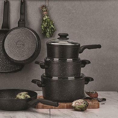 Korkmaz Ornella Non Stick 11 Inch 8 Liter Casserole with Lid in Black