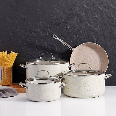 Korkmaz Granita 8 Liter Aluminum Nonstick Casserole with Lid in Tan