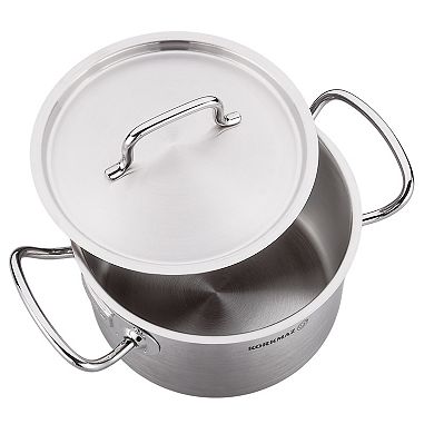 Korkmaz Gastro Proline 2.7 Liter Stainless Steel Casserole with Lid in Silver