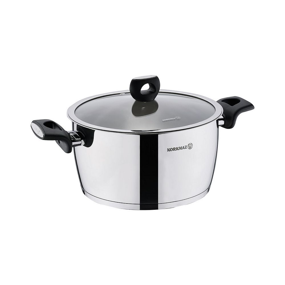 Korkmaz Nora 2 Piece 2 Liter Stainless Steel Casserole with Korkmaz Nora 2 Piece 2 Liter Stainless Steel Casserole with
