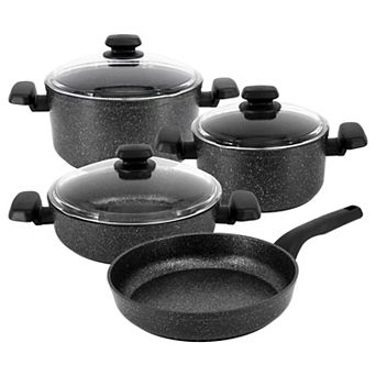 Korkmaz Ornella 7 pc Non Stick Aluminum Cookware Set in Black