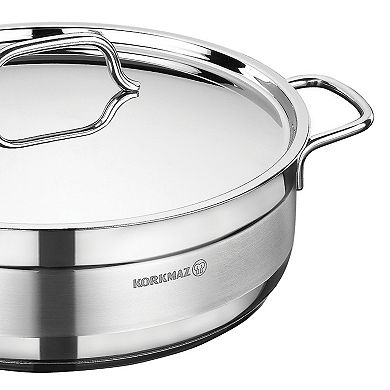 Korkmaz Alfa 2 Piece 7 Liter Stainless Steel Low Casserole Dish with Lid