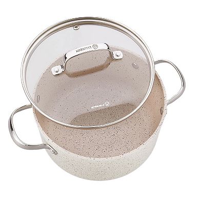Korkmaz Granita 2.5 Liter Aluminum Nonstick Low Casserole with Lid in Tan