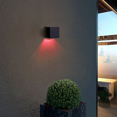 2-Pack Outdoor Solar Powered Cube Wall Sconce