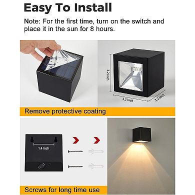 2-Pack Outdoor Solar Powered Cube Wall Sconce