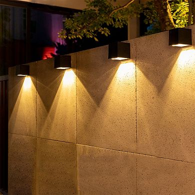 2-Pack Outdoor Solar Powered Cube Wall Sconce