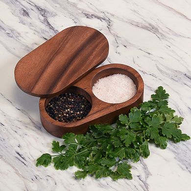 Acacia Wood Salt & Pepper Pinch Pot w/ Cover