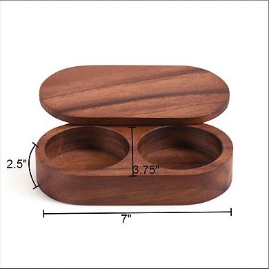 Acacia Wood Salt & Pepper Pinch Pot w/ Cover