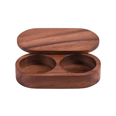 Acacia Wood Salt & Pepper Pinch Pot w/ Cover