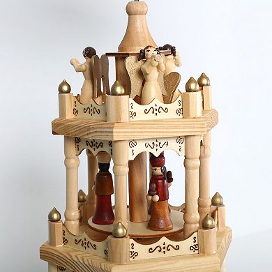 Polar Elegance 18 Inch Christmas Wooden Windmill Pyramid - 3 Tier Candle Carousel