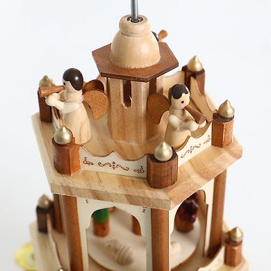 Polar Elegance 17 Inch Wooden Christmas Pyramid Windmill Candle Holders - 3 Tiers Carousel