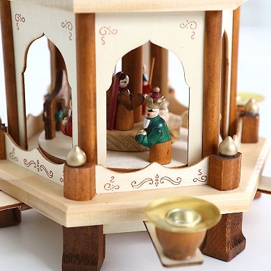 Polar Elegance 17 Inch Wooden Christmas Pyramid Windmill Candle Holders - 3 Tiers Carousel