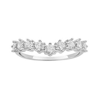 PRIMROSE Sterling Silver Cubic Zirconia V-Shape Ring