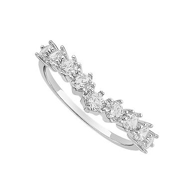 PRIMROSE Sterling Silver Cubic Zirconia V-Shape Ring