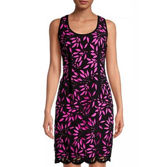 Women's Focus By Shani Sleeveless Laser Cut Sheath Dress
