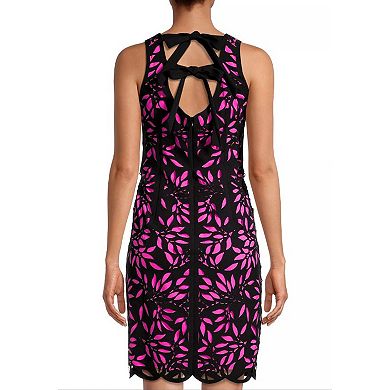 Women's Focus By Shani Sleeveless Laser Cut Sheath Dress