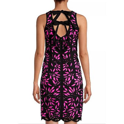 laser cut sheath dress Jewel Neck Sheath with Laser Cut Wave Hem
