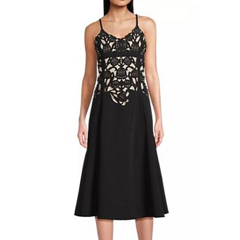 Women's Focus By Shani Fit & Flare Sleeveless Laser Cut Midi Dress