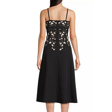 Women's Focus By Shani Fit & Flare Sleeveless Laser Cut Midi Dress