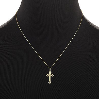 PRIMROSE Sterling Silver Pavé Cubic Zirconia Cross Pendant Necklace on Box Chain