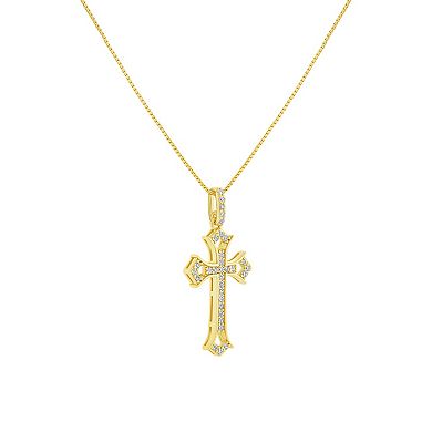PRIMROSE Sterling Silver Pavé Cubic Zirconia Cross Pendant Necklace on Box Chain