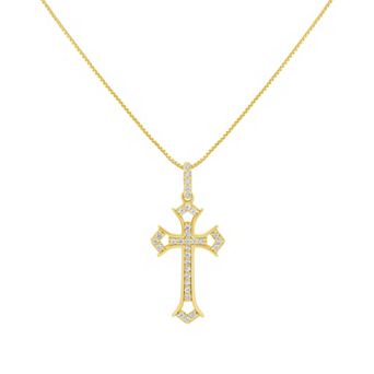PRIMROSE Sterling Silver Pavé Cubic Zirconia Cross Pendant Necklace on Box Chain