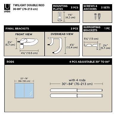 Umbra Twilight 3/4-in. Wrap-Around Double Drapery Curtain Rod