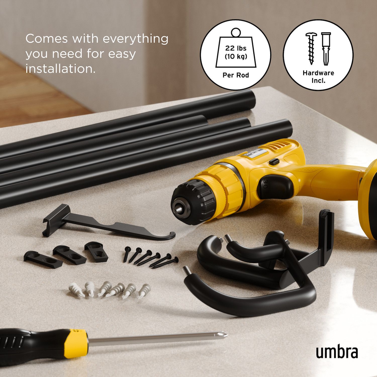 Umbra Twilight 3/4-in. Wrap-Around Double Drapery Curtain Rod